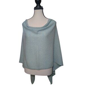 100% Cashmere Claudia Nichole Poncho Quiet Luxury Tiffany Blue Coastal Chic Wrap
